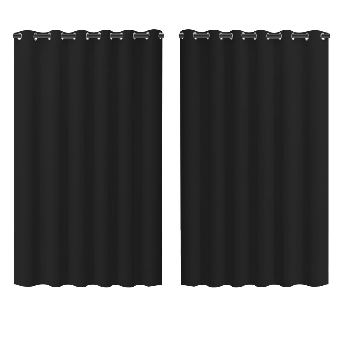 Blackout Curtains 2 Panels Thermal Insulated Grommet Darkening Drapes Solid Black Long Curtain for Bedroom Window Living Room