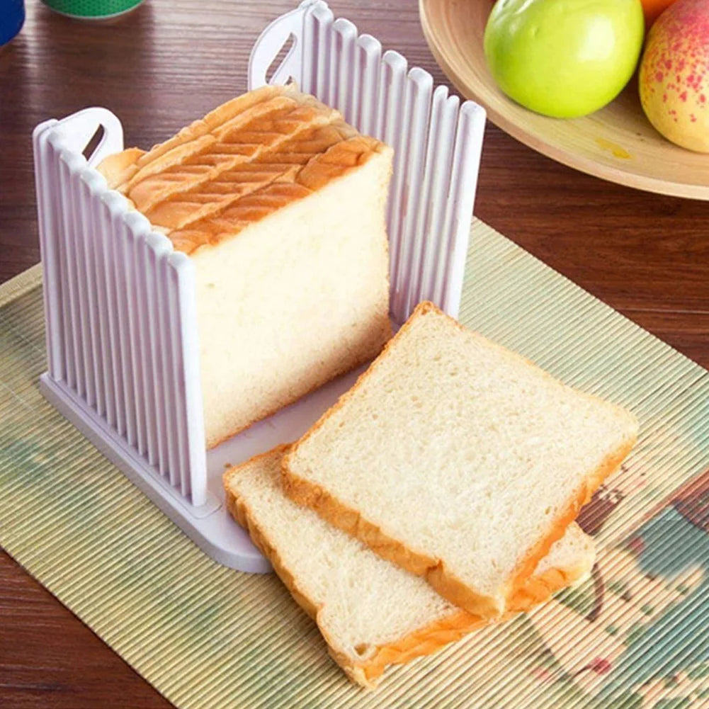 Toast Bread Slicer Stand Adjustable Plastic Bread Cutting Tools DIY Foldable Toast Loaf Slicing Machine Kitchen Bread Gadgets