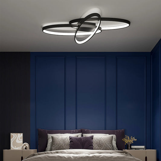 KOMORE Minimalistic Unique Oval LED Semi-Flush Ceiling Light, 76 W Cool White for Office, Living Room, Bedroom, Kitchen, Hallway