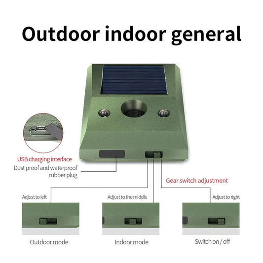 Solar Ultrasonic Garden Dog Cat Fox Pest Scarer Deterrent Repeller UK