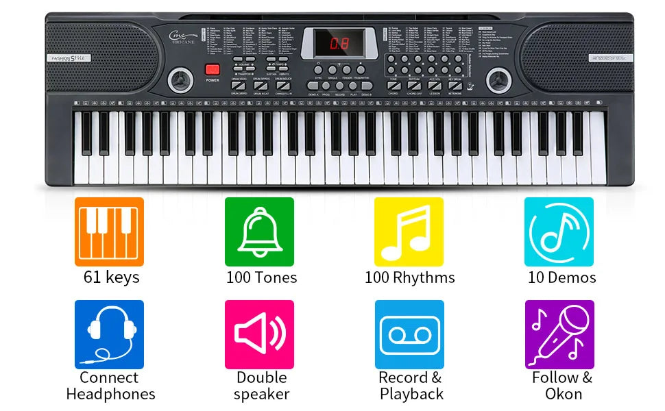Kids Piano Keyboard, 61 Keys Beginner Electronic Keyboard Portable Digital Music Keyboard, Early Education Music Instrum