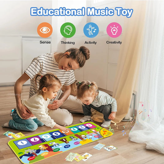 Piano Mat for Kids 80*30cm Toddlers Floor Keyboard Dance Mat Play Musical Carpet Music Instrument Toys Toddlers Girl Boy Gift