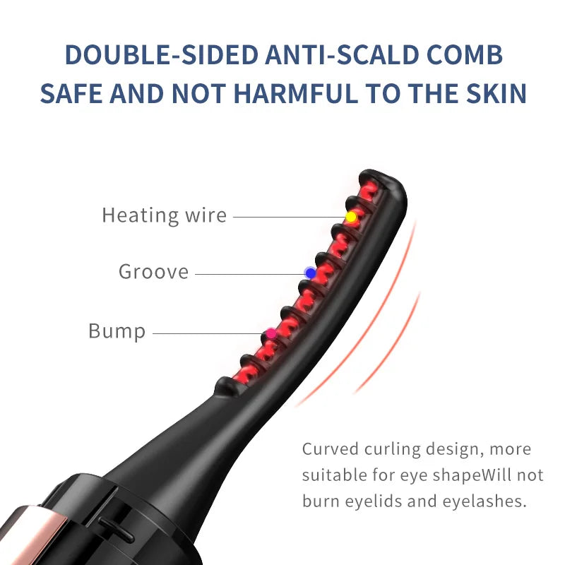 Heated Eye Lash Curler Natural Curling Makeup Revolution Portable Electric Eyelash Curlers Safe Anti-Burn Comb with LED Display