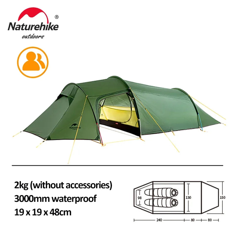 Naturehike Opalus 2 3 4 Tent 2 3 4 Person Hiking Tent 4 Season Tent Ultralight Family Travel Tent 20D Waterproof Camping Tent