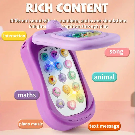 1pc NEW Cartoon Simulation Flip Phone Educational Music Phone Toy Toddler Education Early Voices Toys For Children's Day Gifts