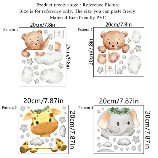 Cute Giraffe Bear Elephant Star Switch Sticker Kid Baby Bedroom Decoration Self-adhesive Home Decor Wallpaper Child Wall Decals