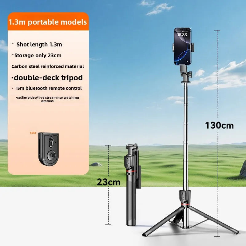 4-Axis Phone Selfie Stick Tripod 360° Anti-Shake 1.85m Extendable - 20m Bluetooth Remote for Vlog Live Streaming Travel