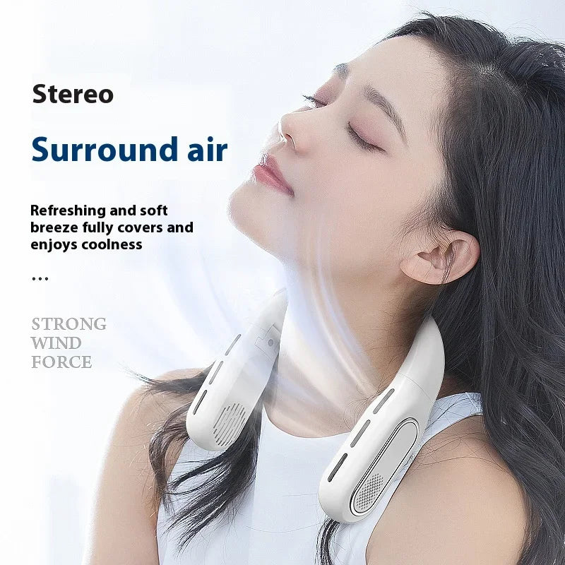 Neck - Hanging Fan with High Wind Power and Long Battery Life, Dual Display, Condensing Plate & Foldable Design for Quick Coolin