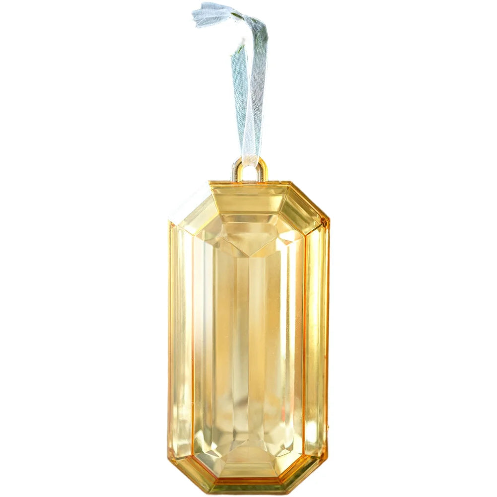 Plastic Square Gemstone Pendant Ornament Featuring Snowflake Pattern for Christmas Tree Hanging and Holiday Decoration