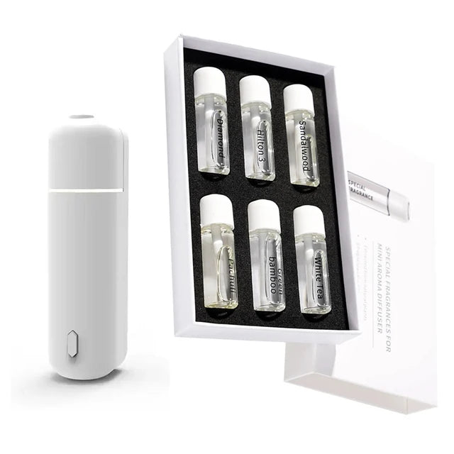 Car Aroma Diffuser Mini USB Rechargeable Scent Machine Fragrance Oil Car Air Freshener Essential Oil Diffuser Vent Clip