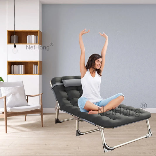 Cot Heavy-Duty Portable Camping Folding Sleeping Bed With Mattress`