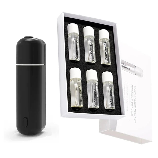 Car Aroma Diffuser Mini USB Rechargeable Scent Machine Fragrance Oil Car Air Freshener Essential Oil Diffuser Vent Clip