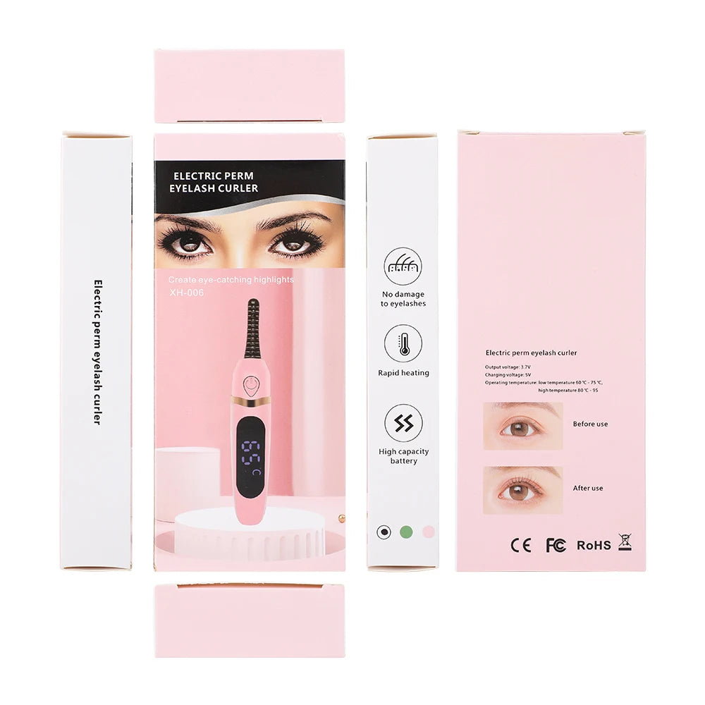 Electric Heated Eyelash Curler Portable Natural Eyelash Curling Device Long Lasting Professional Beauty Eyelash Styling