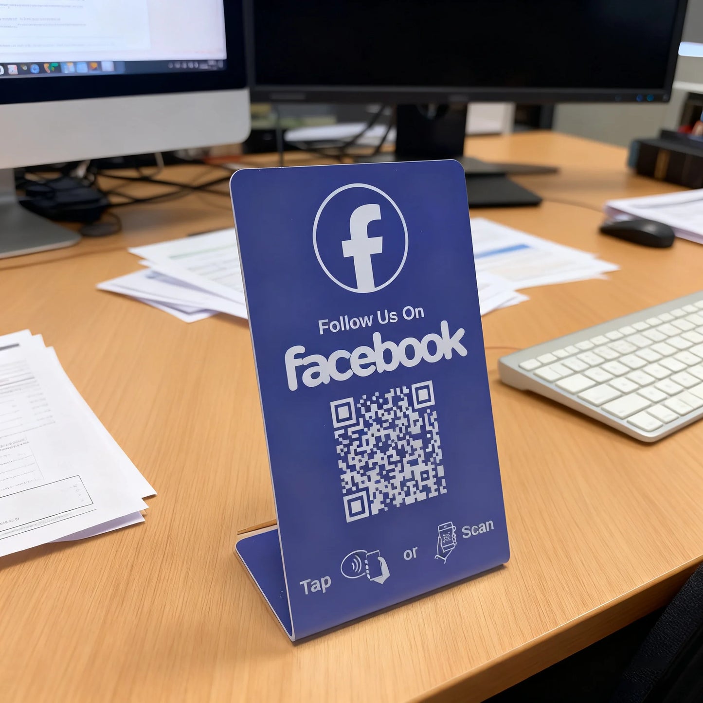 RFID NFC QR code Google Review stand display White Black Blank Pattern 13.56MHz NFC215 chip 504Bytes Patternless Social media