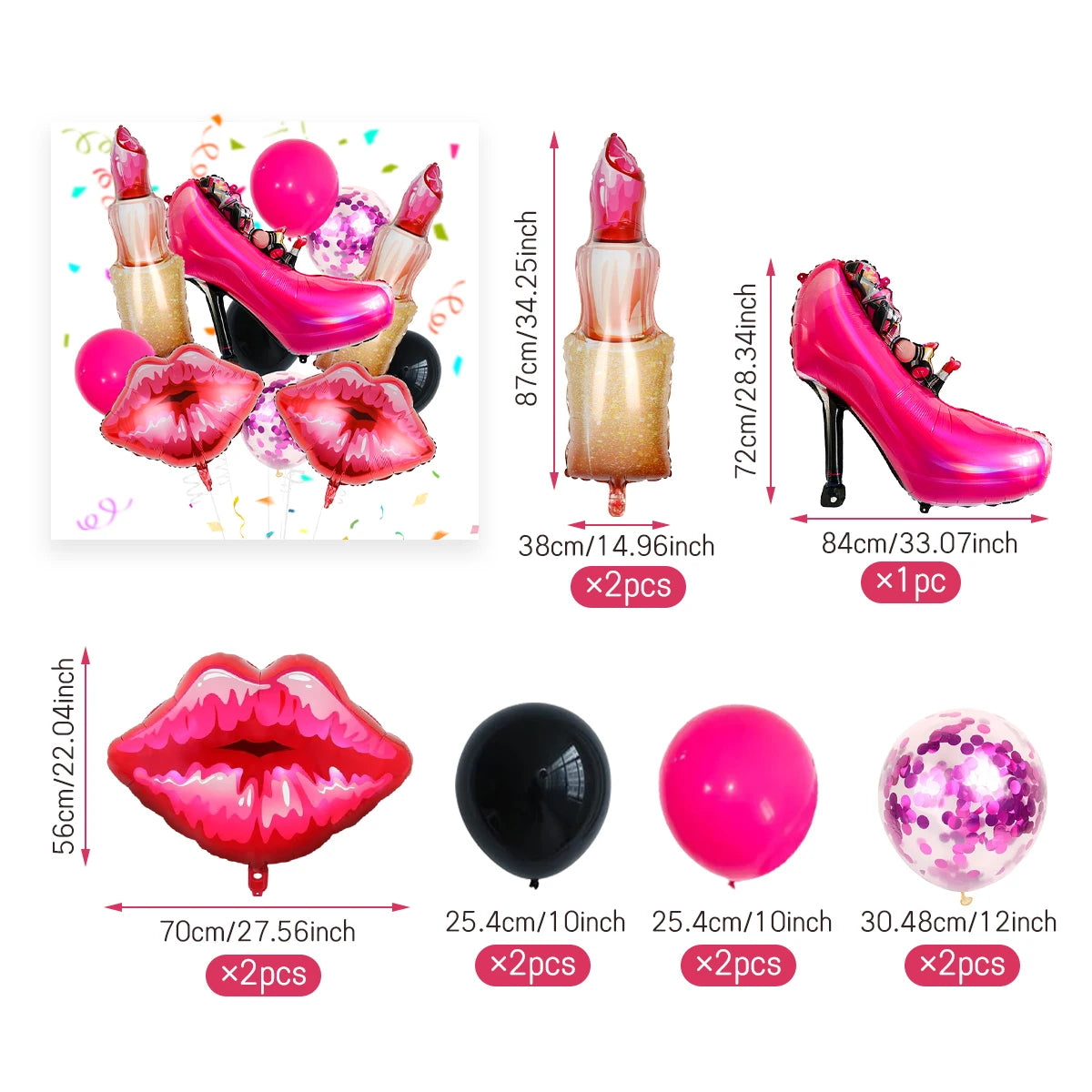Lipstick lip-shaped aluminum foil balloon Valentine's Day girls party decorations birthday makeup party memorial decorations