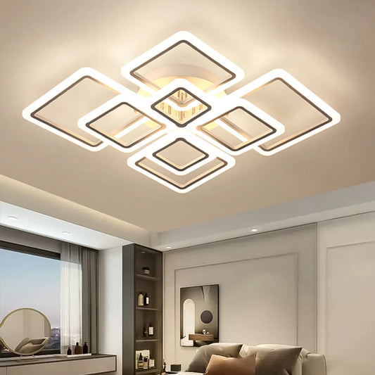 Modern LED Ceiling Light Dimmable Ceiling Lamp Fixture Acrylic Flush Mount Ceiling Chandelier Lighting for Living Room Home