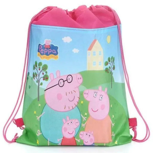 Peppa Pig Doggy Drawstring Pouch Kids Waterproof Nonwoven Backpack