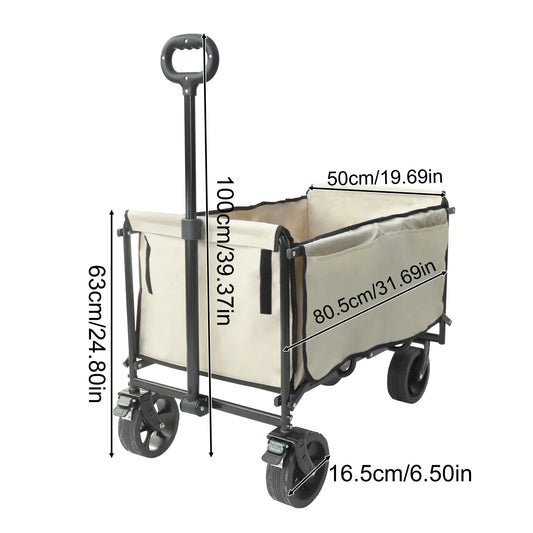 Camping Trolly Cart on Wheels 122L Folding Wagon Portable Beach Cart Collapsible for Outdoor Garden Picnic Shopping Fishing