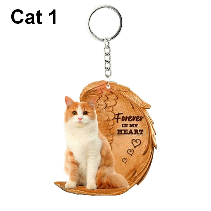 1 Piece 23 Style Dog Forever In My Heart Angel Pendant Bag Key Chains Car Keychain Keyring Pet Jewelry Gift For Women Girls