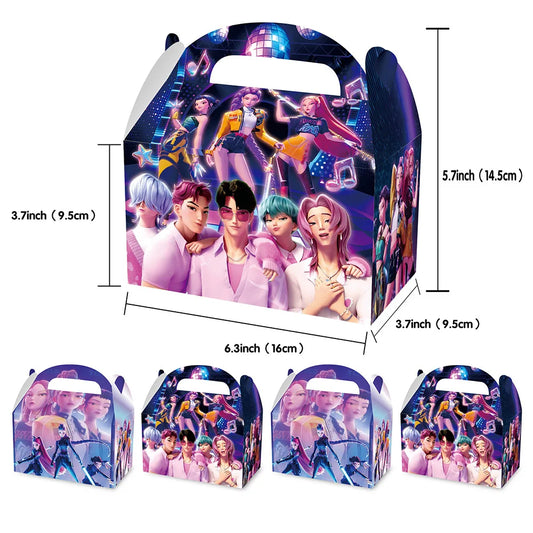 12/24pcs Kpop Demon Hunters Candy Box Birthday Party Supplies Portable Paper Box Packing Funny Gifts Game Anime Goku Gift Bags