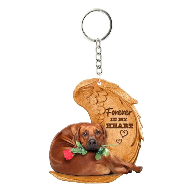 1 Piece 23 Style Dog Forever In My Heart Angel Pendant Bag Key Chains Car Keychain Keyring Pet Jewelry Gift For Women Girls