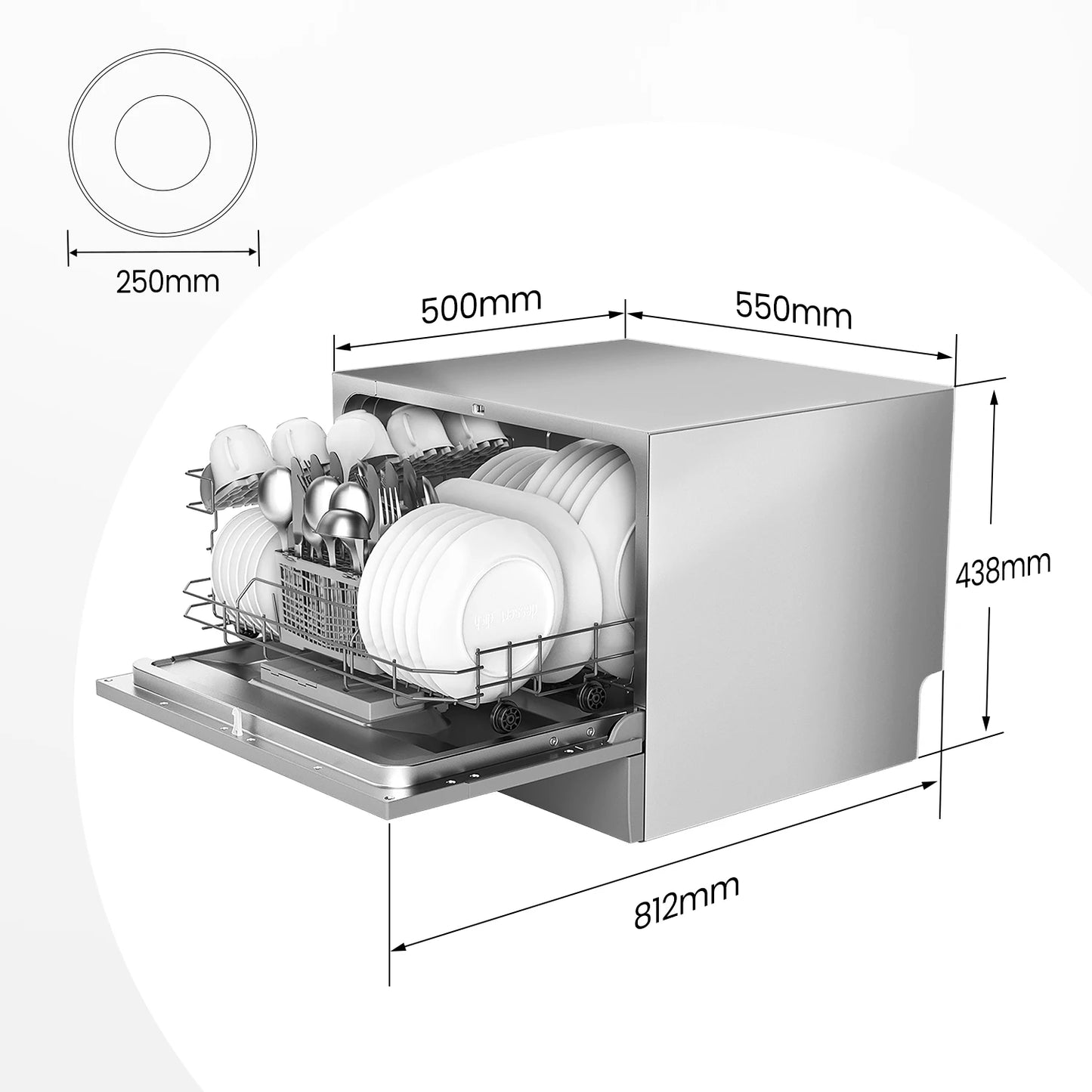 COMFEE 6.5L Freestanding Compact Dishwasher with LED Display, Decibels 47 Low Noise