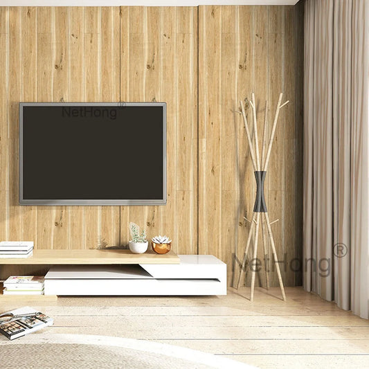 6M 3D Dark Yellow Boards Effect Wallpaper Vinyl Self Adhesive Wall Stickers