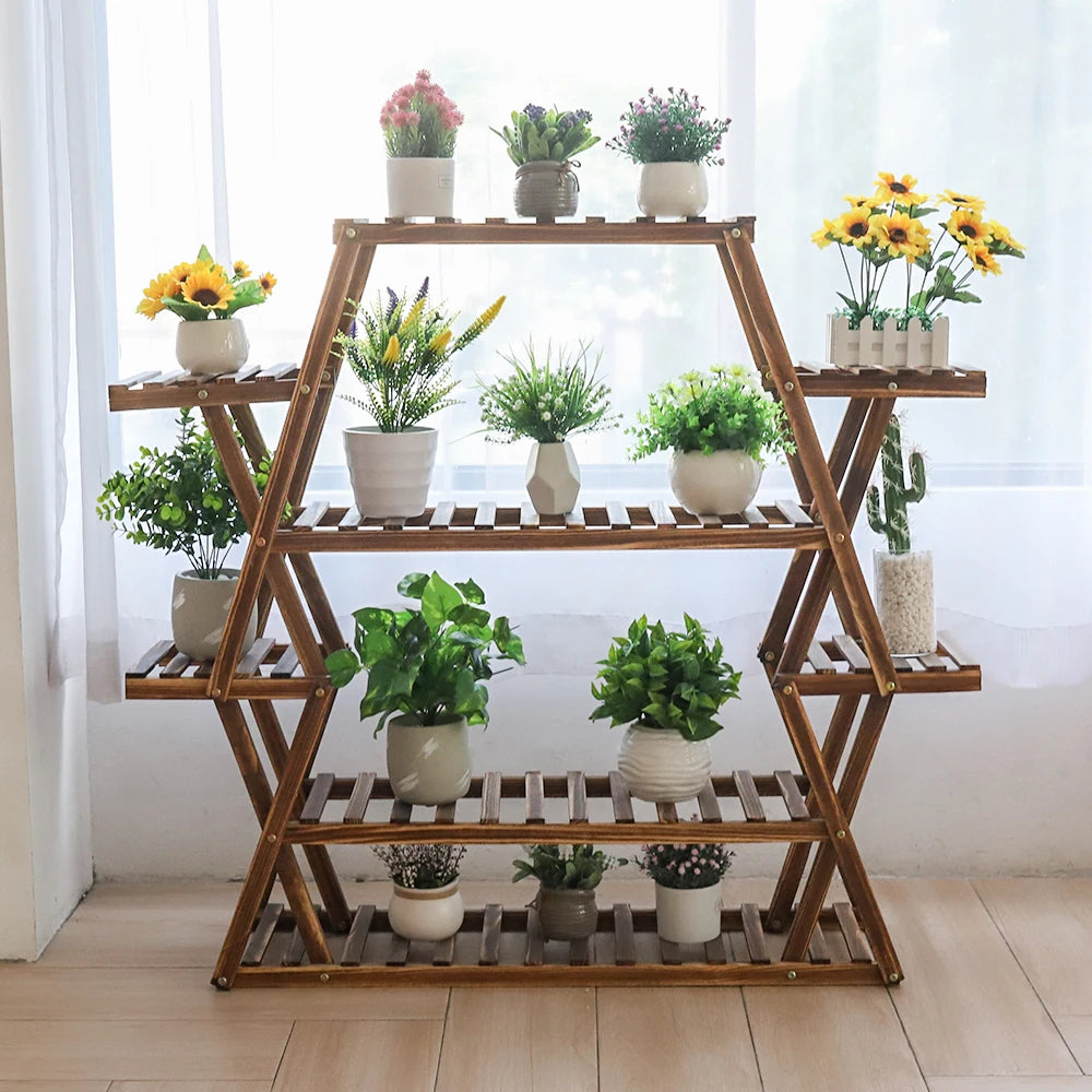 Extra Large Wood Flower Rack, 8 Tier Plant Stand, Bonsai Shelf, Display Rack, Indoor and Outdoor