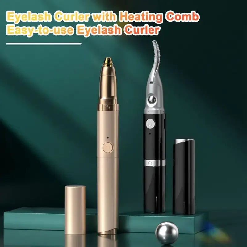 Ergonomic eyelash curler portable USB rechargeable electric eyebrow trimmer quick heating 2 in 1 multifunctional