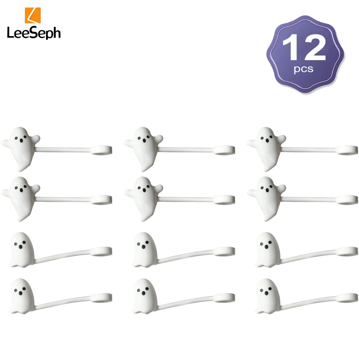 Leeseph Halloween Ghost Straw Covers Cap, Silicone Reusable DustProof Drinking Straw Topper, Cup Accessories for Stanley Cup