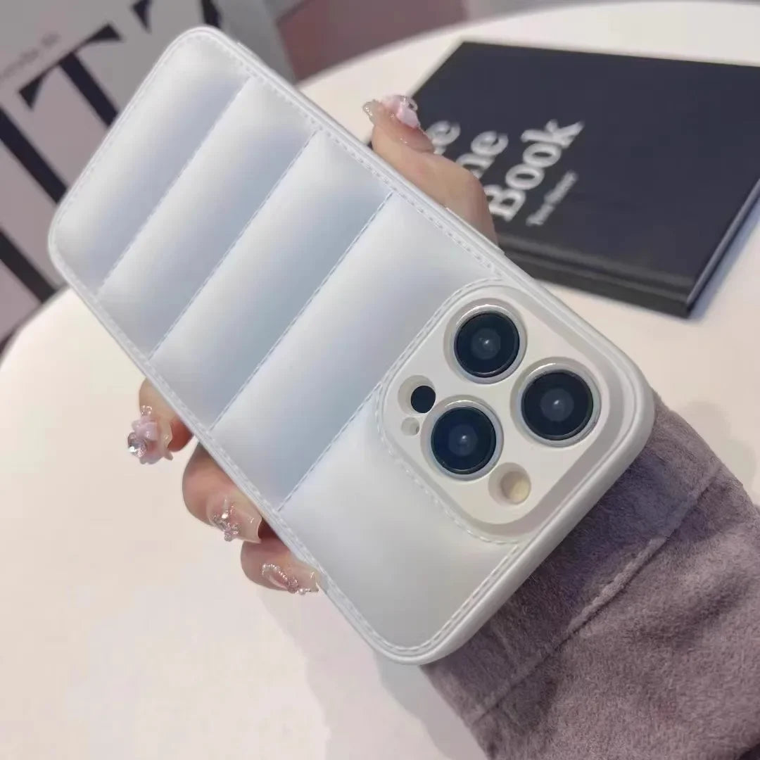 Colorful Down Jacket pattern silicon phone case for iPhone 16 15 14 13 12 11 Pro Max Plus full camera shockproof soft back cover