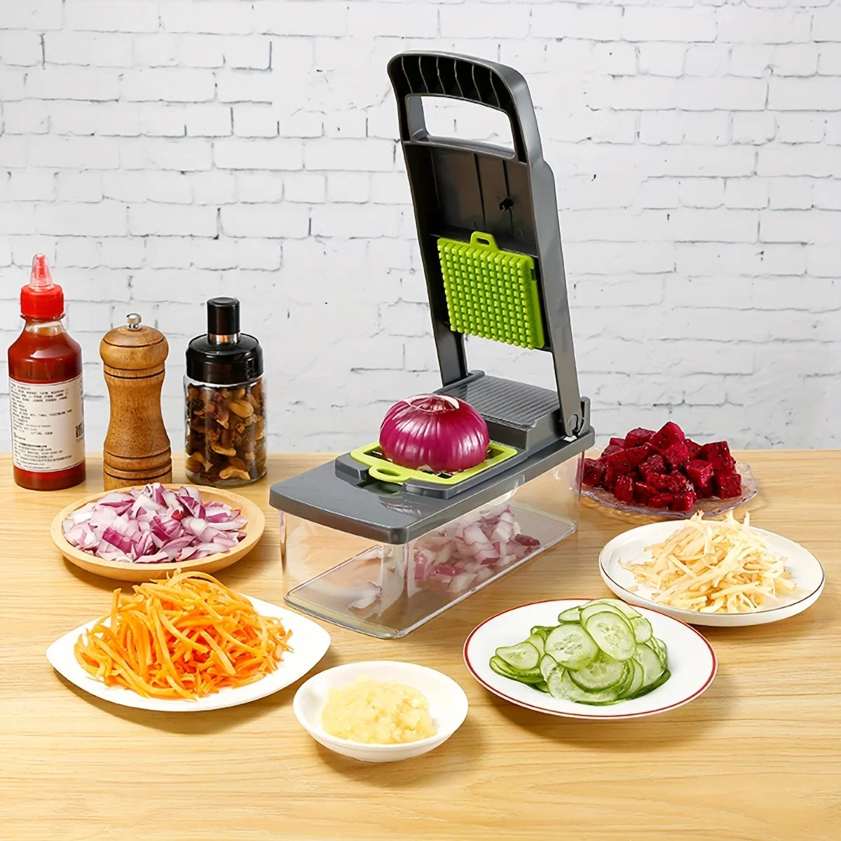 14pcs Vegetable Chopper Multifunctional Fruit Slicer Manual Food Grater Vegetable Slicer Cutter With Container Kitchen Gadgets
