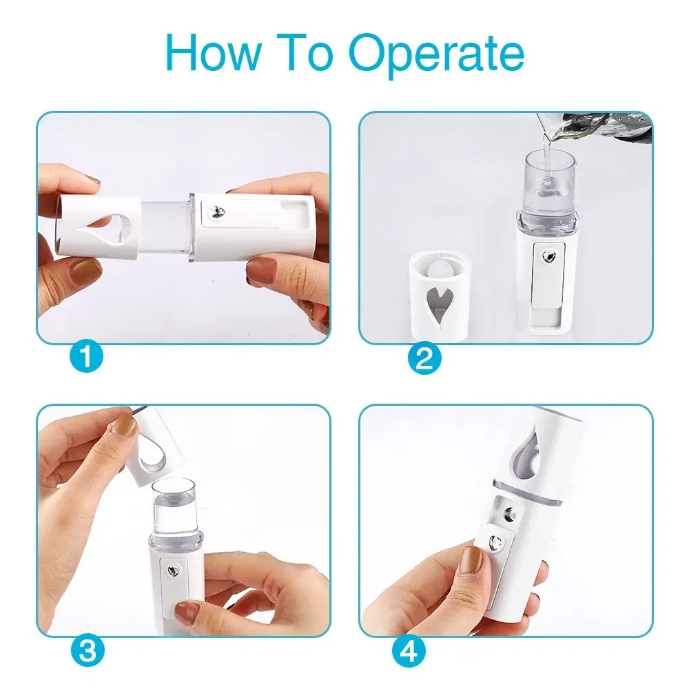 OREADEX Mini Nano Mist Sprayer Cooler Facial Steamer Humidifier USB Rechargeable Face Moisturizing Nebulizer Beauty Skin Care