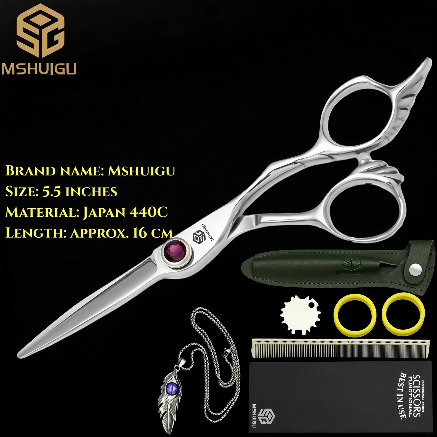 MSHUIGU professional barber Small size scissors 440C 5-5.5-6inch Multifunctional thinning shears Salon Tool Accessories
