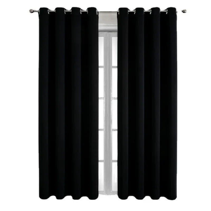 1PC Black High Blackout Curtains for Living Room Finished Window Curtains for Bedroom