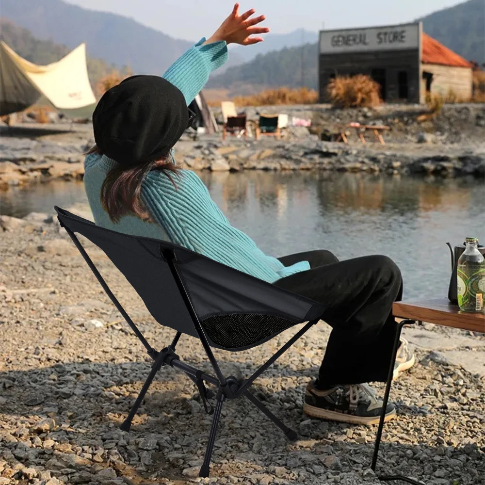 【Breeins】Foldable Camping Chairs Set Lightweight folding Chair Ultralight Backpacking Moon Chairs for Garden Picnic Beach