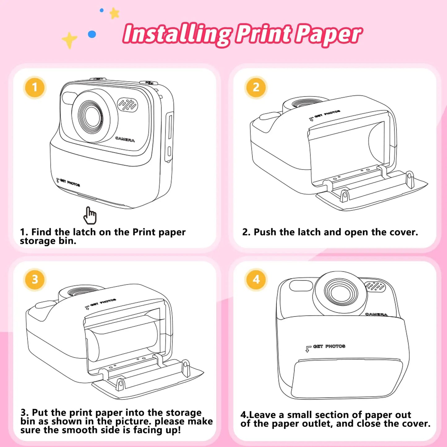 Upgrade Kids Camera Instant 1080P HD Dual Lens Selfie Digital Camera for Girls Boys Christmas Birthday Gifts Toys With 32G Print