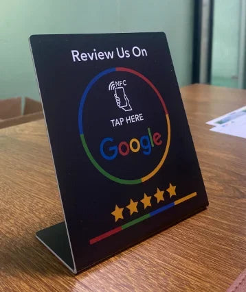 Programmable 13.56Mhz Google Standing Review Card NFC Station Table with Bending Stand for Google Review Display