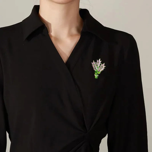 Exquisite Purple Lavender Brooch Women's Brooches Crystal Rhinestone Bouquet Pins Clothing Coat Luxury Jewelry Girl Gift