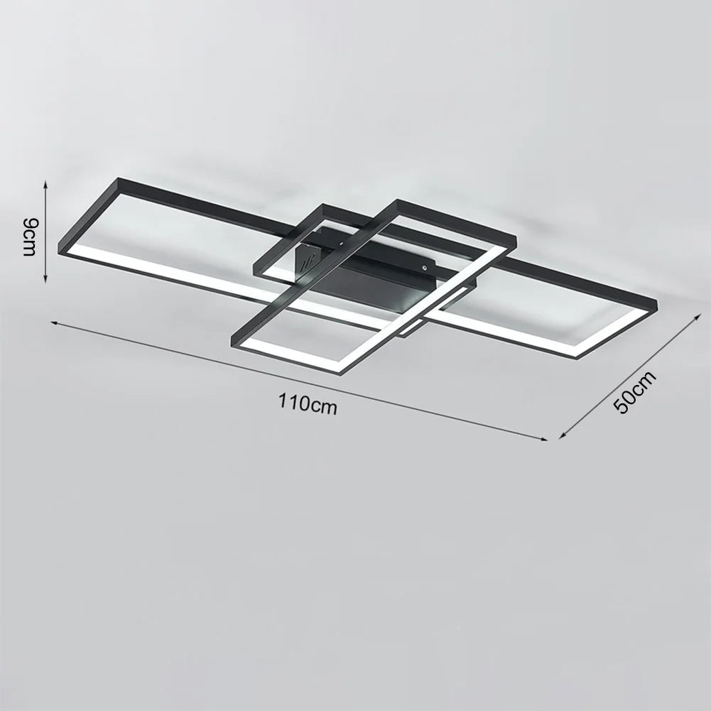 KOMORE Neutral Style Rectangular LED Semi Flush Ceiling Light, Cool White / Stepless Dimming for Office, Living Room