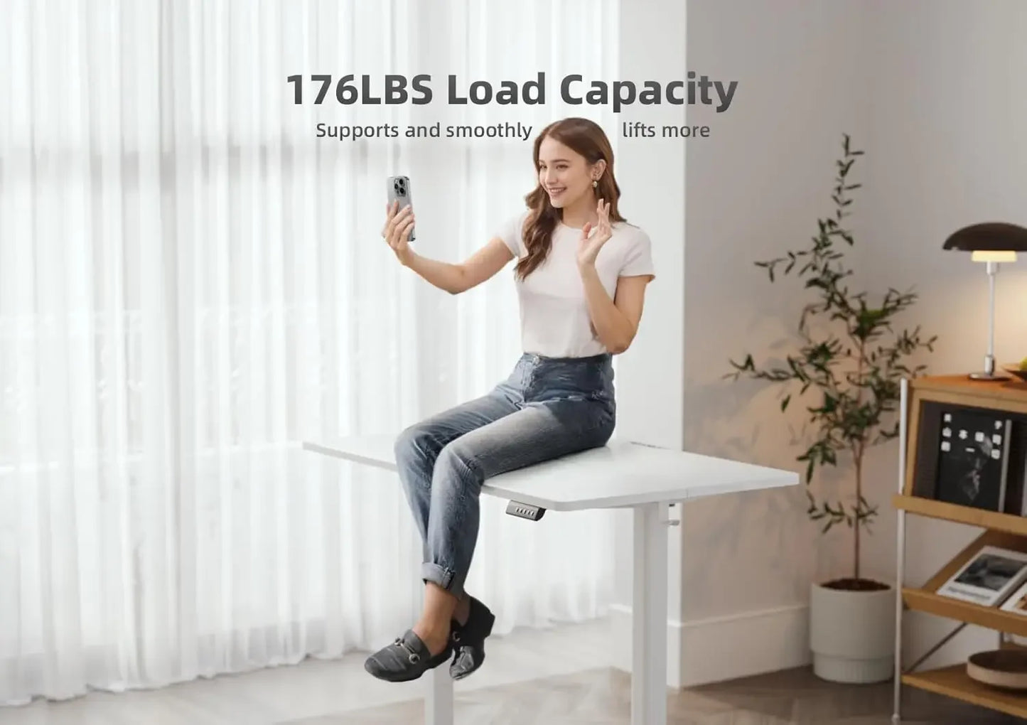 Electric Standing Desk 120x60 cm, Height Adjustable Desk with Cable Management, with Memory Function