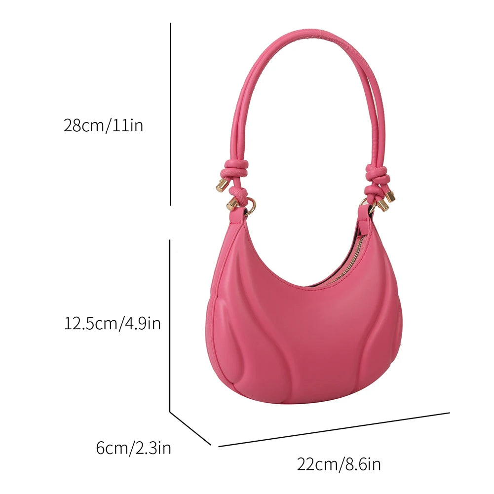Women Crossbody Bag Luxury Designer PU Tote Bag Large Capacity Underarm Bag Simple Saddle for Office Travel Make Up Cosmetic Bag