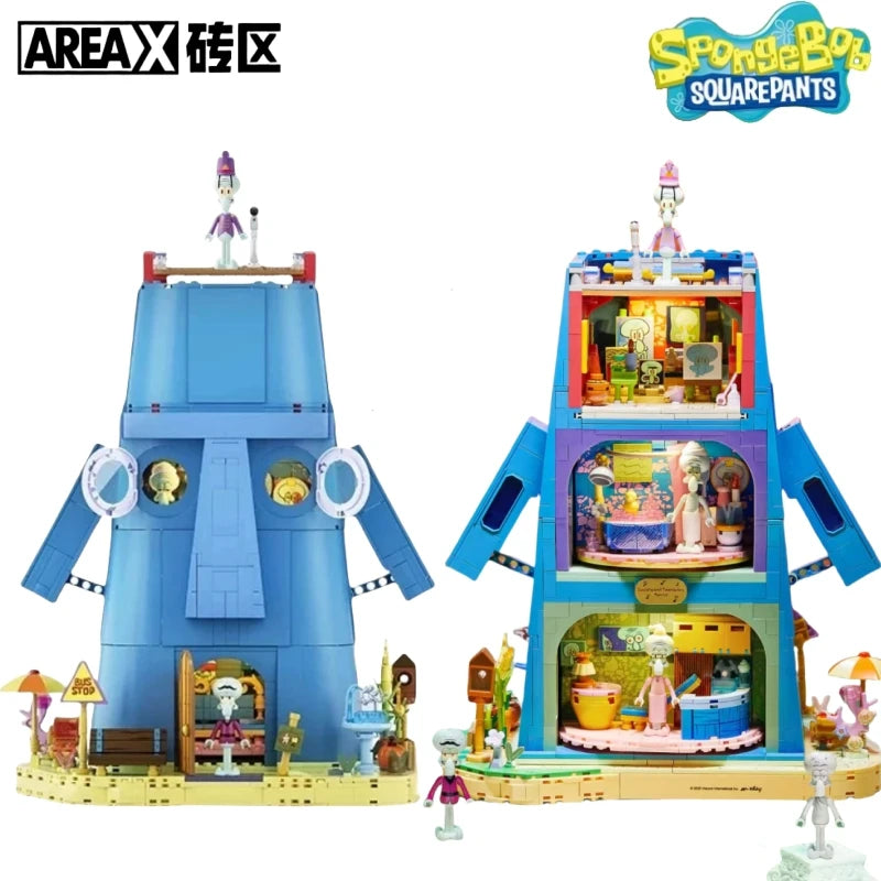 Spongebob building block cartoon Krusty Krab creative restaurant scene model Patrick Star assembly toy children's birthday gift