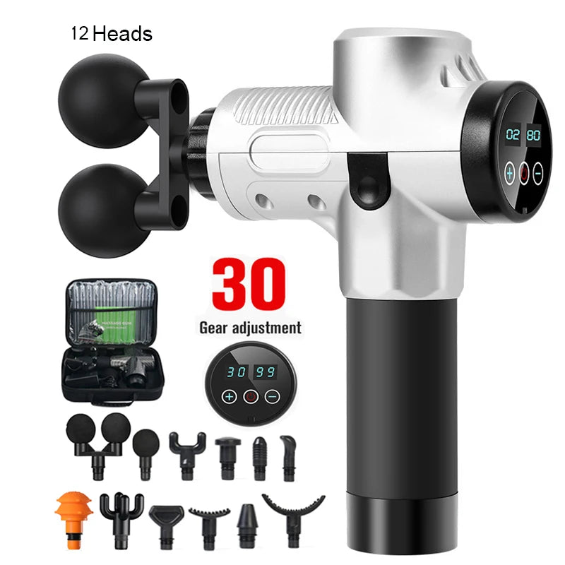 Professional Massage Gun With Hot And Cold Compress Head Electric Percussion Fascia Gun Muscle Relax Slimming Shaping Fitness