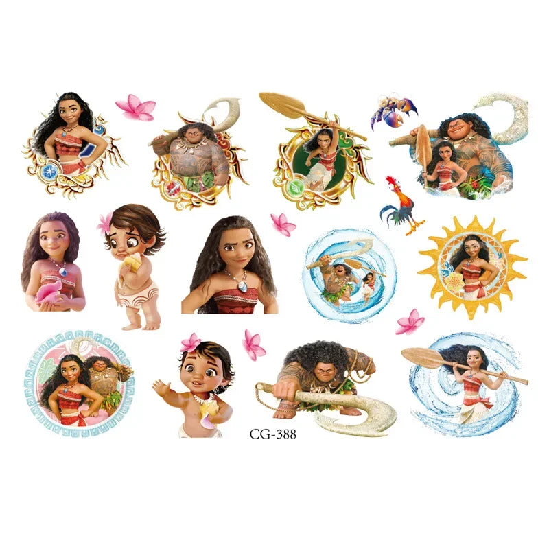 Moana 2 Disney Tattoo Stickers Children's Toys Cartoon Anime Kawaii Sticker Kids Birthday Party Decoration Boys Girls Cute Gifts