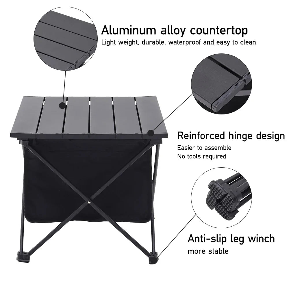 【Breeins】Portable Camping Folding Egg Roll Table with Storage Bag Outdoor Picnic Barbecue Stall Table