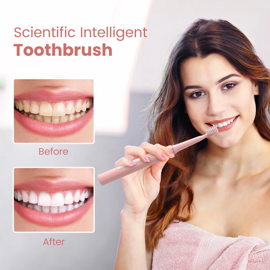 SEJOY Elektrische Schallzahnbürste mit 3 Reinigungsmodi, USB-aufladbar, IPX7 wasserdicht, inklusive 7 Ersatzbürstenköpfen