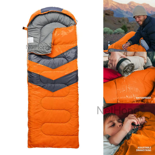 4 Season Single Sleeping Bags Camping Rectangular Envelope Zip Up Kids Adult