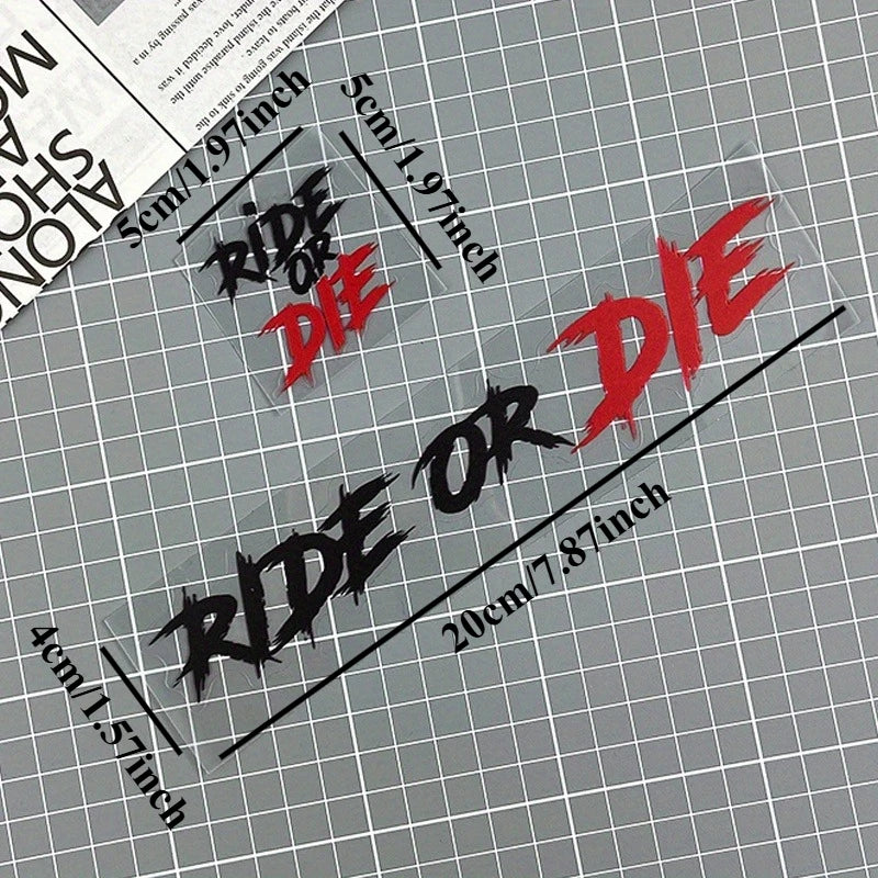 2PCS RIDE OR DIE Motorcycle Stickers Waterproof for Motorbike Helmet DIY Road Bicycle Top Tube Frame Self-adhesive Vinyl Decals