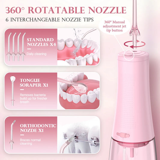 Sejoy CYQ-AOW06 Kabellose elektrische Munddusche für die Zähne, 350 ml Wasser, tragbare Munddusche, wiederaufladbar